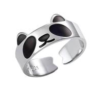 FOMIYES Bague Femme Réglable Émail Noir Panda Anneau Ouvert Élégant pour Fille Doigt Adaptable