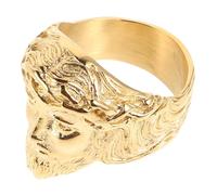 FOMIYES Bague Homme Acier Inoxydable Doré avec Gravure Visage de Jésus Anneau Religieux Vintage Gothique Anneau Pouce Élégant pour Cérémonies et Usage Quotidien