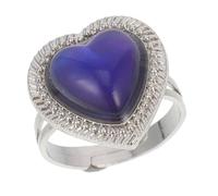 FOMIYES Bague Thermochromique Réglable Cœur Pendentif Pierre Précieuse Femme Fille Mood Change Couleur Ajustable Émotions Simple Taille Unique