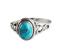 FOMIYES Bague Vintage Turquoise pour Femme Anneau Déclaration Élégant Engagement et Anniversaire Bijoux Western Chic