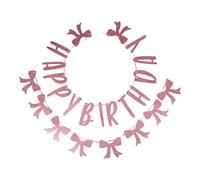 FOMIYES Bannière Anniversaire Rose en Papier Nœud Pailleté, Décoration Élégante et Facile à Installer pour Fête D'anniversaire de Filles