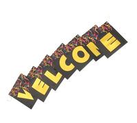FOMIYES Bannière de Bienvenue Noire en Papier Feuille Dorée pour Décoration de Porte et Magasins, Ambiance Festive Élégante pour Accueil Chaleureux Scolaire