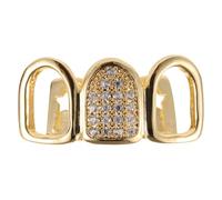 FOMIYES Bijoux Dentaires Dorés à Motifs Ajourés, Grilles Hip-hop En Alliage Métal, Accessoires Mode Unisexe Pour Concerts Et Fêtes, Décoration Unique De Dents Style Bling Brillant