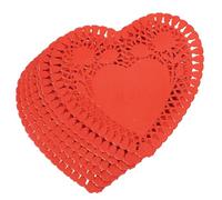 FOMIYES Bloc de 100 Mini Napperons en Dentelle Papier Alimentaire, Forme Cœur 6 Pouces Rouge, Tapis Absorbant Huile pour Décoration Saint-Valentin, Mariage et Fête