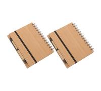 FOMIYES Bloc-Notes et Carnet Spirale Bambou, 2 Calepins Pratiques Couverture Rigide et Porte-Stylo, Format Compact pour Étudiants et Usage Professionnel