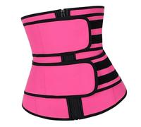 FOMIYES Bodysuit de Fitness Femme avec Double Ceinture Corset Pratique Rose Entraîneur de Élastique et Respirant pour Musculaire Optimal