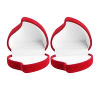 FOMIYES Boîte à Bijoux Rouge en Velours Forme Cœur pour Mariage, Compact Rangement Bague, Lot de 2 Pièces Style Festif pour Présent ou Porte-alliances