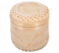 FOMIYES Boîte de Rangement Tissée en Bambou avec Couvercle Mini Boîte Artisanale Jaune Clair Contenant Pratique pour Mariage et Décoration Présent Naturel et Solide Rangement Compact