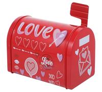 FOMIYES Boîte en Fer-Blanc Rouge de Boîte aux Lettres Coffret Présent pour Biscuits et Bonbons Contenant Sucré Couvercle Décor Festif Saint-Valentin pour Emballage et Rangement