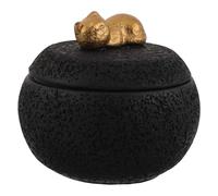 FOMIYES Boîte Funéraire pour Cendres de Chat 350 ML Noire Étanche Joint Hermétique Urne Commémorative Artistique de Chat Endormi Coffret Souvenir pour Animaux de Compagnie Solide et