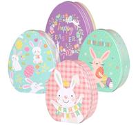 FOMIYES Boîtes à Bonbons de Pâques en Fer-blanc 4 Pièces, Boîtes Décoratives Lapin Colorées, Coffrets Présents Garçon et Filles pour Fête et Emballage Confiserie