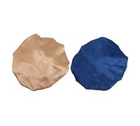 FOMIYES Bonnets De Nuit En Satin Double Épaisseur 2 Pièces Bleu Et Doré Taille Unique Bonnet Nuit Pour Femmes Et Filles Usage Voyage Et Coiffure
