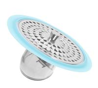 FOMIYES Bouchon Anti-odeurs pour Bonde Lavabo, Crépine Filtre en Acier Inoxydable, Panier de Vidange Salle de Bain Attrape-cheveux, Couleur Bleu Gemme, Compatible Canalisations Standard