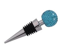 FOMIYES Bouchon de Vin en Alliage de Zinc Strass Bleu, Bouchon de Bouteille Conique Réutilisable, Compatible Bouteilles de Vin et Boissons, Accessoire Bar et Fête Élégant