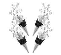 FOMIYES Bouchons d'Étanchéité en Acier Inoxydable à Motif Flocon de Neige, Lot de 4, Conçus pour Bouchage de Bouteilles de Vin en Fêtes de Fin d'Année
