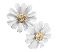 FOMIYES Boucles D’oreilles Marguerite Blanches Vintage en Argenté 925, Légères et Hypoallergéniques, pour Femmes et Filles Quotidien Fête, Petit Modèle Délicat