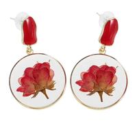 FOMIYES Boucles D’Oreilles Puces Fleurs Séchées Naturelles en Résine Époxy Petites Boucles D’Oreilles Colorées Rondes Vintage pour Femmes Bijoux Légers et Solide Fête et Usage