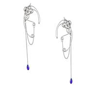 FOMIYES Boucles d'Oreilles Non Percées Longues en Chaîne Argentées pour Femmes Bijoux Féeriques Pompon pour Festivals et Cosplay Design Élégant