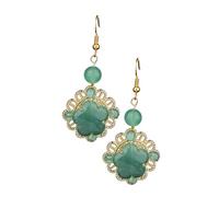 FOMIYES Boucles D'oreilles Rétro Pendentif D'oreille en Jade D'estérolite Vert Fait Main, Bijoux Décoratifs Féminins Vintage pour Soirée, Design Artisanal Pendantes Élégantes
