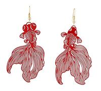FOMIYES Boucles Oreilles Poisson Rouge Pendentifs Longues Boucles Oreilles Poisson Pour Femmes