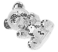 FOMIYES Boule Disco Ours Décoratif en Verre Miroir, Effet Lumineux Réfléchissant, Stabilité Renforcée, Décoration Fantaisie pour Bureau, Fête et Anniversaire