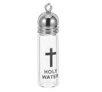 FOMIYES Bouteille d'eau Bénite Chrétienne en Verre Transparent 35x11 Mm Bouchon Acrylique Argenté, Flacon Baptême de Croix pour Cérémonie Religieuse et Décoration Intérieure