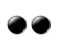 FOMIYES Bouton de Manchette Rond en Verre et Cuivre Noir pour Homme | Design Simple, Surface Lisse Électroplaquée, Léger et Facile à Nettoyer, à Porter Col ou Manche
