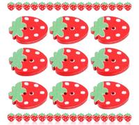 FOMIYES Boutons en Bois Forme Fraise Rouges à Double Trou, Lot de 50 Pièces Décoratifs pour Couture et Bricolage, Accessoires Mercerie pour Loisirs Créatifs et Vêtements