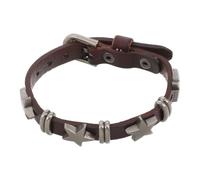 FOMIYES Bracelet clouté, bracelet à pointes en forme d'étoile, punk en cuir marron avec rivets, manchette rock, accessoires punk pour Halloween (hommes et femmes).