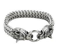 FOMIYES Bracelet Design Créatif Vacances Tête de Loup Homme en Acier Inoxydable Argenté Robuste et Résistant