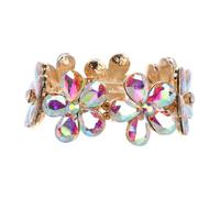 FOMIYES Bracelet En Cristal Coloré Mariage Rose Anniversaire Pendant Délicat Simulé De Mariée Scintillant Creux Poignet Bal De Élégant Branché Invité Fleurs Alliage
