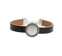 FOMIYES Bracelet en Cuir avec Plateau de Base Rétro Argenté DIY Femme pour Création Bijoux Voyage Quotidien Taille Unique