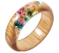 FOMIYES Bracelet en Résine Fleurs Séchées et Bois Naturel, Accessoire Vestimentaire Chinois Han, Décor de Poignet Féminin, Bijou Artisanal Unique Adaptable Tenue Quotidienne
