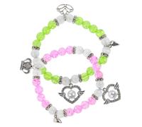 FOMIYES Bracelets de Couple en Perles de Verre, Assortis Cœur Magnétique, Élastiques Unisexes, Bijoux D'amitié Délicats pour Saint-valentin et Occasions Romantiques - 1 Paire
