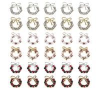 FOMIYES Breloques pour Ongles Noël en Métal 30 Pièces - Décorations Nail Art Couronne et Nœud Strass et Perles - Accessoires Nail Art Festifs Réutilisables pour Manucure et Fêtes
