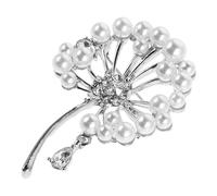 FOMIYES Broche Décorative de Fleur de Pissenlit Perles et Cristaux, Alliage Argenté, Accessoire Polyvalent pour Robes Lors D'occasions Formelles et Banquets
