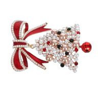 FOMIYES Broche Forme De Nœud Et Cloches De Noël Avec Cristaux Pour Femme Accessoire De Vacances Et Hiver