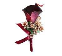 FOMIYES Broche Mariage en Pu Fleur Artificielle Calla Lily Rouge Profond, Broche à Épingle pour Mariée et Demoiselles D'honneur, Accessoire Décoratif pour Soirées et Bals