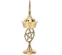 FOMIYES Brûleur de Parfum en Laiton Pur 12 Cm, Pentagramme Conique Vintage, Brûleur D'aromathérapie pour Cônes, Décoration Maison et Centres de Table, Porte-Parfum Domestique