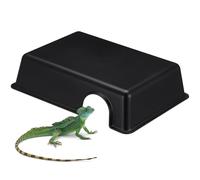 FOMIYES Cachette Reptile en Plastique Noir pour Aquarium, Grotte d'escalade Décorative et Humidificateur Fiable Adaptée aux Reptiles et Tortues