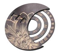 FOMIYES Calendrier Perpétuel Mural en Matériau Naturel Noir Décoration Murale Vintage Croissant de Lune Calendrier Lunaire 2023 Ornement à Suspendre pour Bureau et Maison Solide