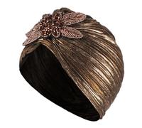 FOMIYES Chapeau Turban Femme Doré à Volants Plissés, Foulard Chapeau Noble, 1 Pièce pour Coiffure, Loisirs, Shopping et Maison, Accessoire Élégant et Polyvalent