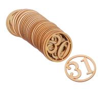FOMIYES Chiffres en Bois Décoratifs 31 Pièces Ø35 MM Rondelles en Bois Brut à Peindre Matériel de Bricolage Éducatif pour Décoration Maison Mariage Fêtes et Activités Créatives