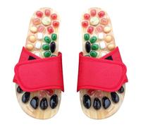 FOMIYES Claquettes massage pied Rouge en PU et EVA, d'intérieur texturés, points de pression précis, pour famille et amis, confort longue durée
