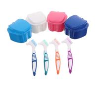 FOMIYES Coffret De Bain 8 Pièces Étui De Bain En Forme De Pomme Avec Support De Trempage Pour Brosse À Dents Étui De Rangement Pour Fausses Dents