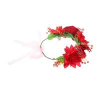 FOMIYES Coiffe de demoiselle d'honneur : -tête de fleurs rouges pour mariages - coiffure artificielle - couronne de fleurs de mariée confortable pour coiffures et occasions spéciales