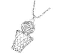 FOMIYES Collier Basketball pour Garçons en Alliage Pendentif Panier Orné de Cristaux, Chaîne Sport Hip Hop, Bijou Créatif pour Fêtes et Présents Sportifs