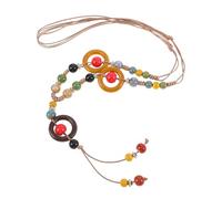 FOMIYES Collier Bohème Long Tressé à Pompons et Perles Collier Fantaisie pour Femmes Chaîne pour Pulls et Robes Bijou Léger Fait Main Style Vintage Ethnique pour Occasions