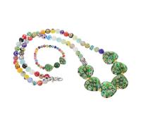 FOMIYES Collier Cœur Femme avec Bracelet Assorti Verre Soufflé Couleur Set Parure Bijoux pour Cadeau Mariage Noël