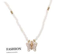 FOMIYES Collier Femme Perles de Riz avec Pendentif Ajustable de Zinc Collier Vintage Été Plage Chic Accessoire Mode Confortable